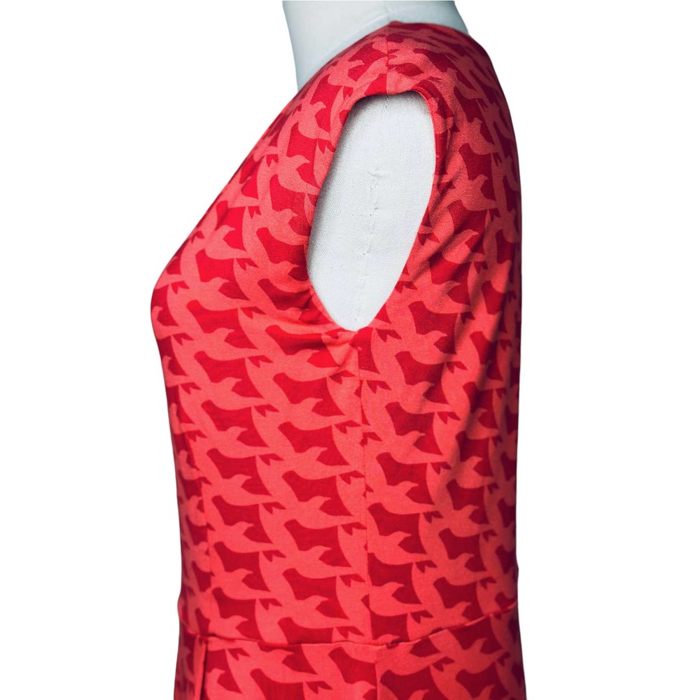 Boden Red Coral Houndstooth Dress - Picture 9 of 13